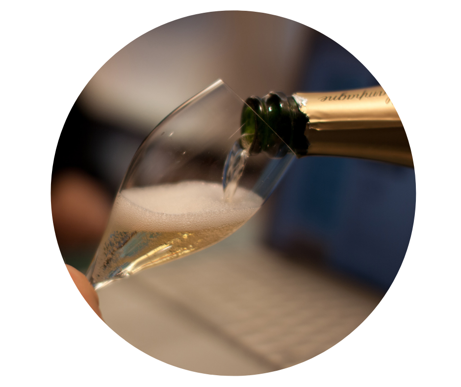 Wine bubbles in a glass