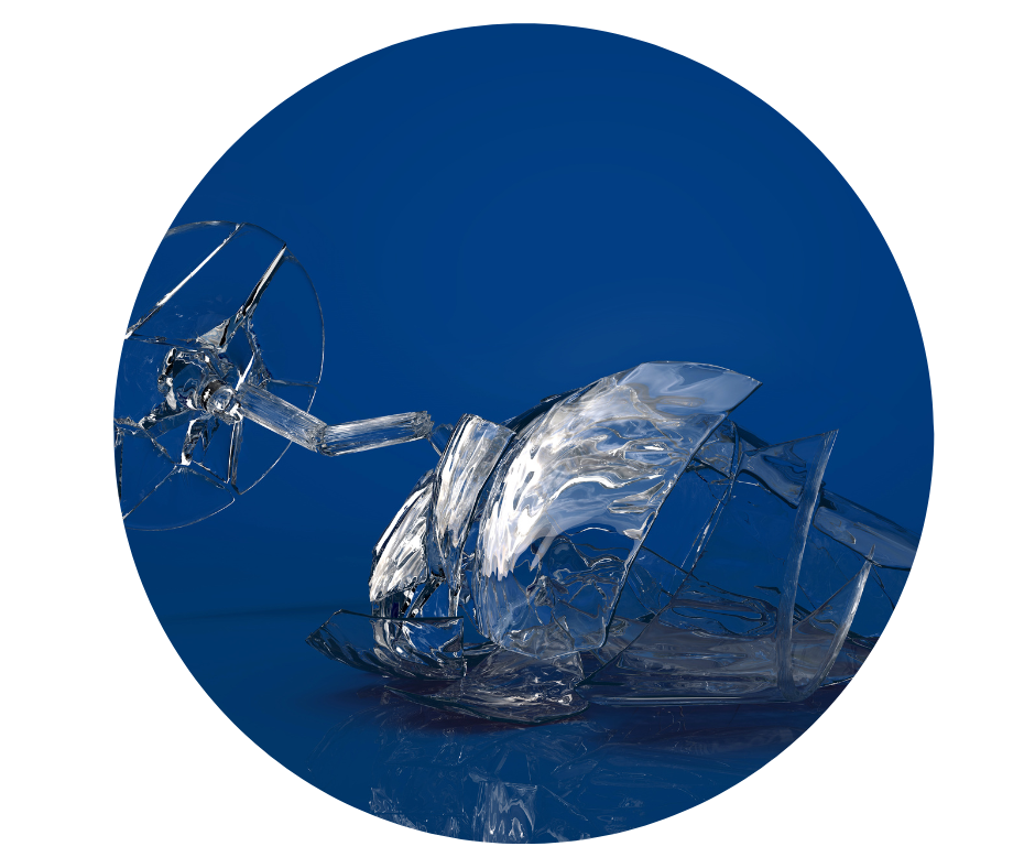 Shattered wine glass