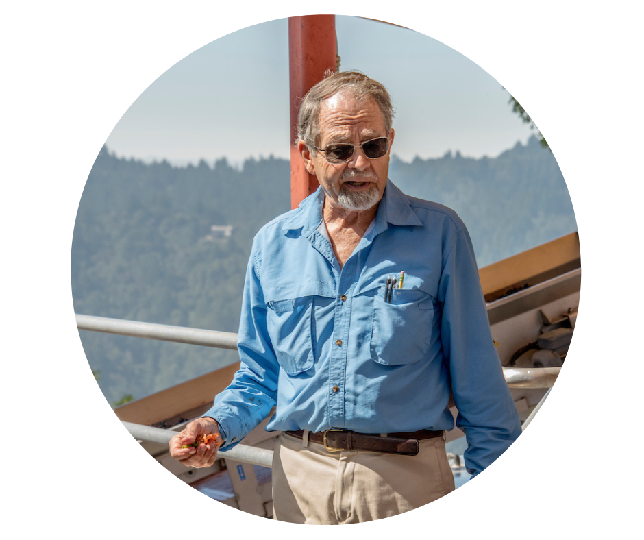 A white man with sunglasses and wearing a blue shirt.