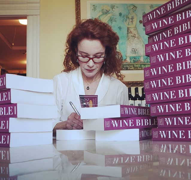 karen signing the wine bible books